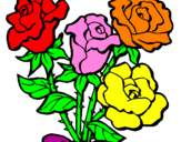 Disegno Mazzo di rose  pitturato su sofia stentella