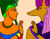 Disegno Ramses e Anubis pitturato su sara