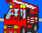 Disegno Camion dei Pompieri  pitturato su ALESSIO