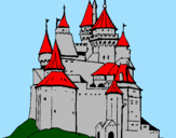 Disegno Castello medievale  pitturato su martina