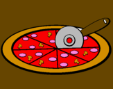 Disegno Pizza pitturato su super kicca