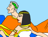 Disegno Cesare e Cleopatra  pitturato su marco