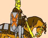 Disegno Cavaliere a cavallo pitturato su margarita