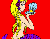 Disegno Sirena e perla  pitturato su H2O
