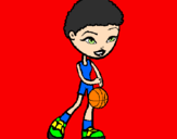 Disegno Giocatrice di pallacanestro pitturato su patti