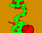 Disegno Serpente con la mela  pitturato su    antonio