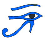 Disegno Occhio di Horus  pitturato su piero   