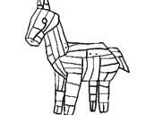 Disegno Cavallo di Troia pitturato su cicci