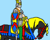 Disegno Cavaliere a cavallo pitturato su lucia