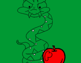 Disegno Serpente con la mela  pitturato su ludo
