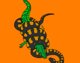 Disegno Anaconda e caimano  pitturato su Massimino