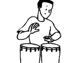 Disegno Percussionista  pitturato su percussioni