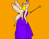 Disegno Fata con una lunga chioma  pitturato su drago