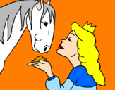 Disegno Principessa e cavallo  pitturato su Elisa
