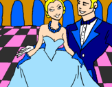 Disegno Principessa e principe al ballo  pitturato su JO