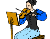 Disegno Dama violinista  pitturato su silvio