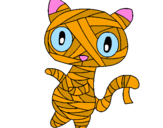 Disegno Mummia gatto scaraboechio pitturato su claire