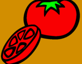 Disegno Pomodoro pitturato su fabiana