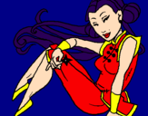 Disegno Principessa ninja  pitturato su marty