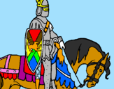 Disegno Cavaliere a cavallo pitturato su alessia