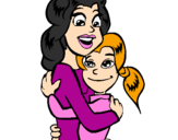 Disegno Madre e figlia abbracciate pitturato su Ada