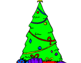 Disegno Abete con decorazioni natalizie  pitturato su MATILDA
