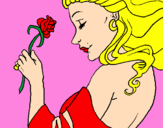 Disegno Principessa con una rosa pitturato su chiara