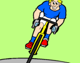 Disegno Ciclista con il berretto  pitturato su renato