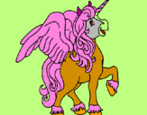 Disegno Unicorno con le ali  pitturato su NAOMI