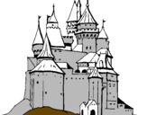 Disegno Castello medievale  pitturato su bbbbbb