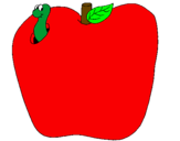 Disegno Vermiciattolo nella frutta  pitturato su Alessia