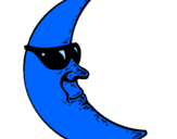 Disegno Luna con gli occhiali da sole  pitturato su giorgia