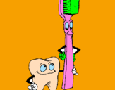 Disegno Molare e spazzolino da denti pitturato su matilde bufano