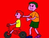 Disegno Triciclo pitturato su elena