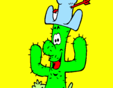 Disegno Cactus con il cappello  pitturato su SILVIA