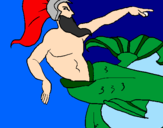 Disegno Poseidone pitturato su federica