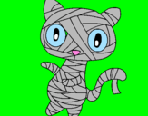 Disegno Mummia gatto scaraboechio pitturato su stap