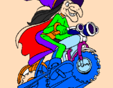 Disegno Strega in motocicletta  pitturato su ar700000iohlb,lvbll,,raul