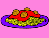 Disegno Spaghetti al ragù  pitturato su jessicacol