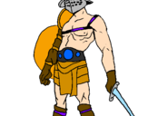 Disegno Gladiatore  pitturato su sarax jevo
