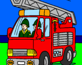 Disegno Camion dei Pompieri  pitturato su claudio