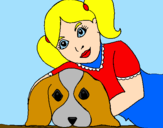 Disegno Bambina che abbraccia il suo cagnolino  pitturato su gabriele