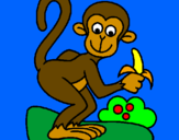 Disegno Scimmietta  pitturato su pollono.fra