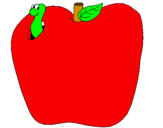 Disegno Vermiciattolo nella frutta  pitturato su federico