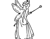 Disegno Fata con una lunga chioma  pitturato su laura