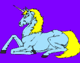 Disegno Unicorno seduto  pitturato su violetta <3