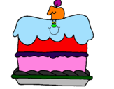 Disegno Torta di compleanno  pitturato su ANDREA