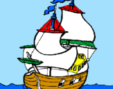Disegno Barca  pitturato su PIERO