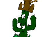 Disegno Cactus con il cappello  pitturato su manuel
