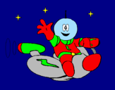 Disegno Marziano sulla moto spaziale  pitturato su titty